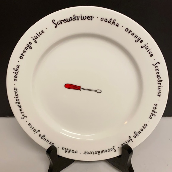 Pottery Barn Bar Lingo Cocktail Themed Appetizer Plates Set of Four 8”D - Picture 3 of 10